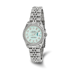 Pre-Owned Rolex Steel/18kw Bezel Dia Ice Blue Watch