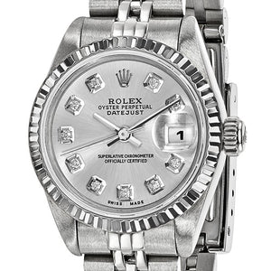 Pre-Owned Rolex Steel/18kw  Diamond Dial  Silver Watch