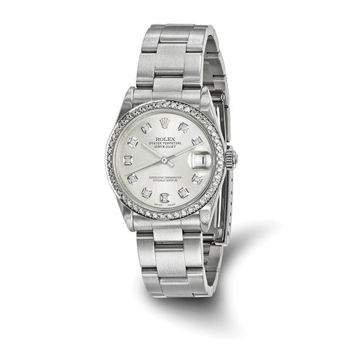 Pre-Owned Rolex Steel/18kw Diamond Bezel Datejust Watch