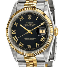 Load image into Gallery viewer, Pre-Owned Rolex Steel/18ky Mens Blk Datejust Watch